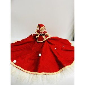 The Fair Vintage Doll Red Dress Lace Trim Naughty Sign Under Dress Christmas